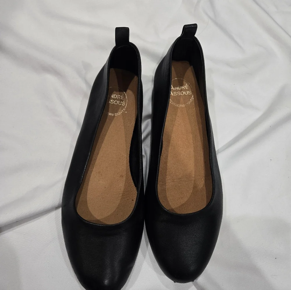 Andre Assous Black Nalah Leather Flats Size 9 - Picture 4 of 8